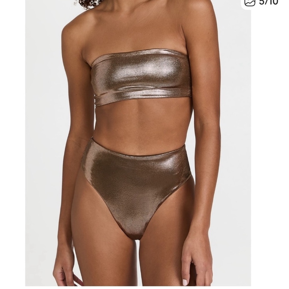 Good American Metallic Bandeau and High Waist Set NWT